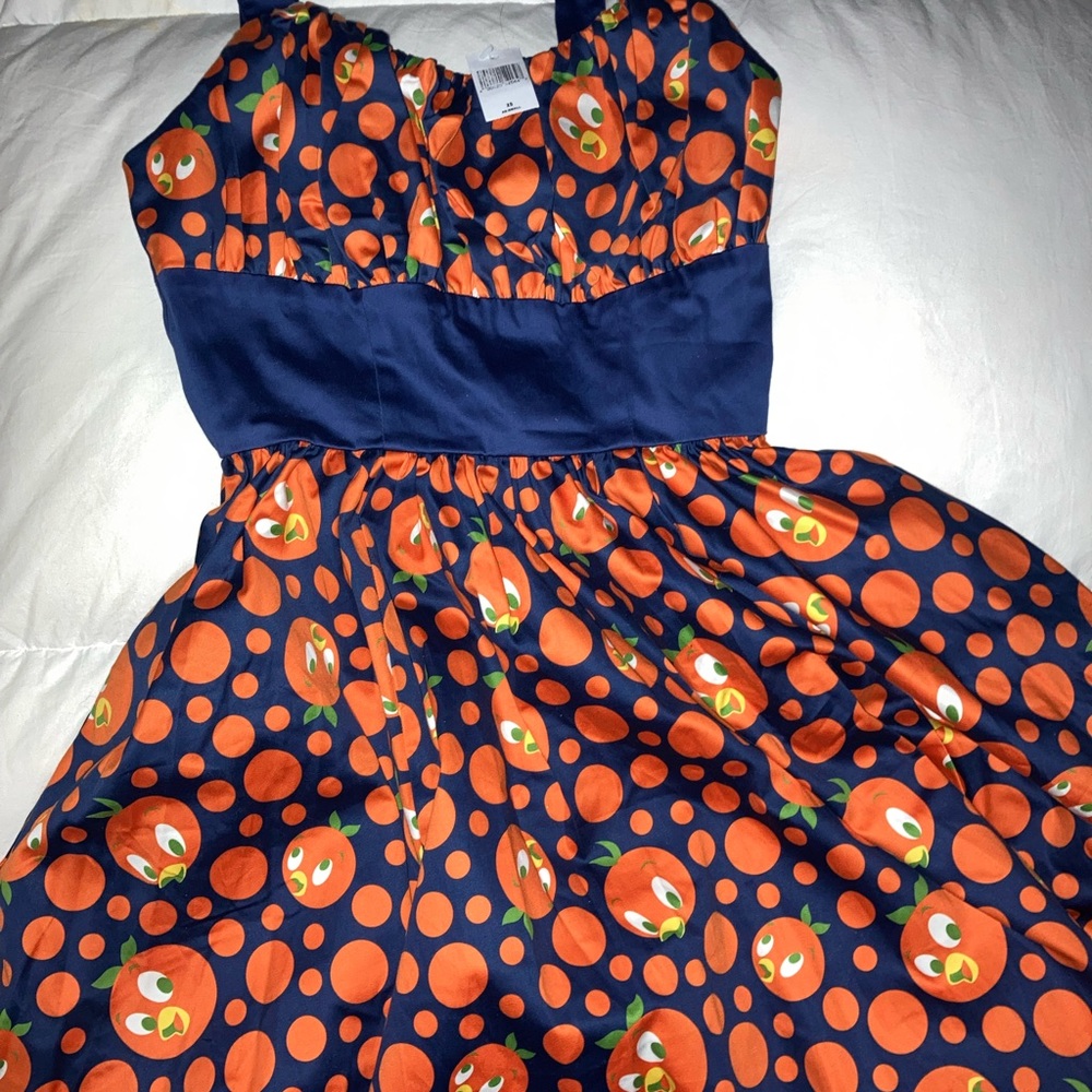 BNWT XS Disney Dress Shop Navy Blue Orange Bird Dress